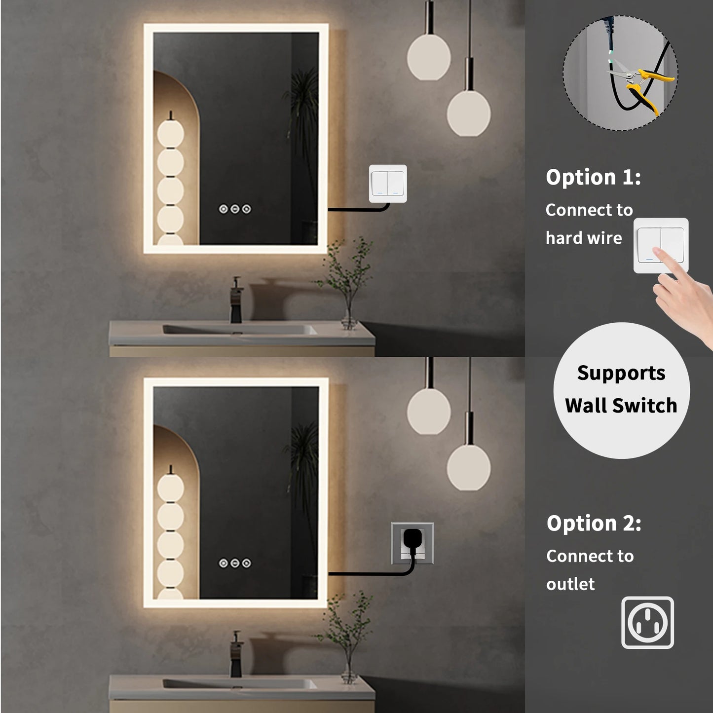 Smart Touch LED Lighted Bathroom Mirror - SCENICBELLE