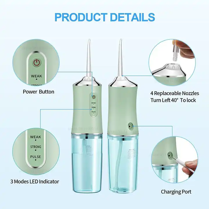 H2O Dental Water Flosser – Portable Oral Irrigator with 5 Modes