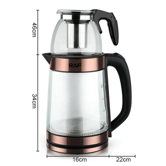 Turkish Electric Kettle with Auto Switch Off, Fast Water Boiler Temperature Control, Dry Protection and 4 Colors LED Indicator with 0.8L/2.2L Volume Capacity