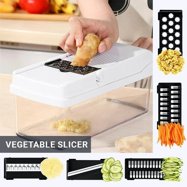 22 in 1 Vegetable Chopper for Food Spiralizer Processor Manual Hand Kitchen Dicer Cutter Machine