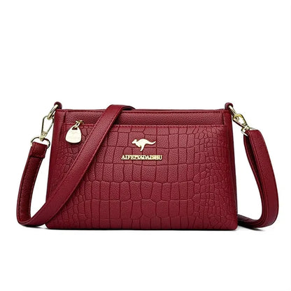 Crimson Red shoulder strap leather crossbody bag image