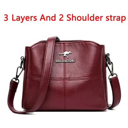 Dark Red shoulder strap leather crossbody bag image