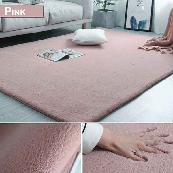 Anti-slip Floor Mat Washable Shaggy Fur Rabbit Carpet Plush Soft Carpet Bedroom Water Absorption Carpet Rug For Living Room D30
