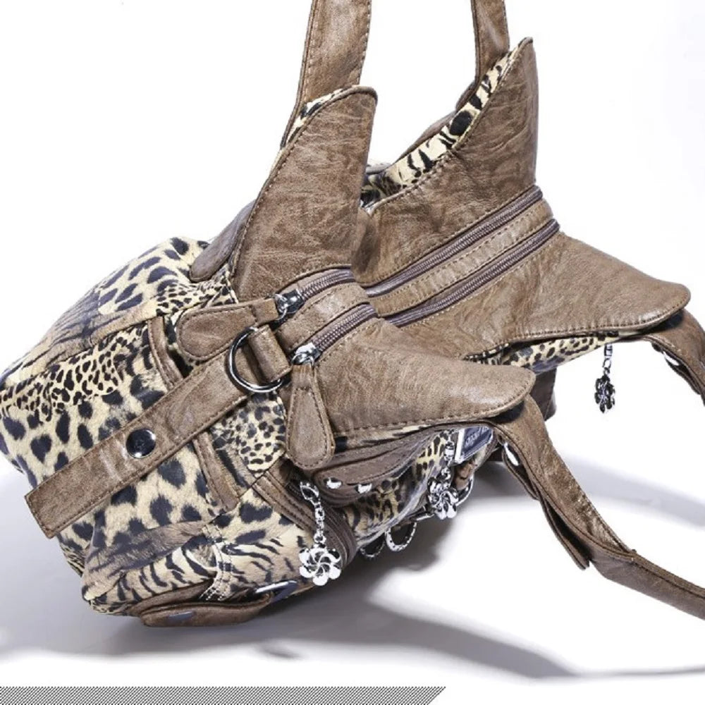 Women Leopard Hobos Tote Bag