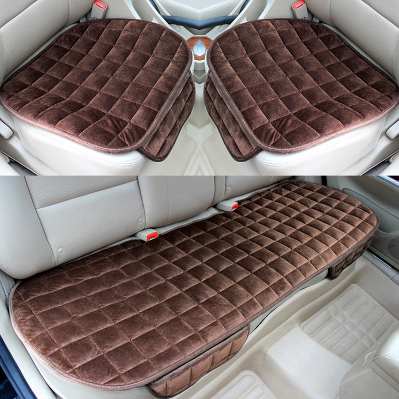 Flocking Cloth Car Seat Cover Warm Plush Front Rear Winter Auto Seat Cushion Car interiors For sedan SUV MPV