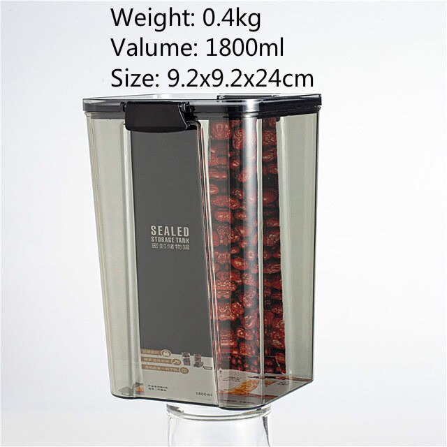 Container for CerealsTransparent Square Jar Sealed Fresh Keeping Box Kitchen Grain Storage Tank Food Container
