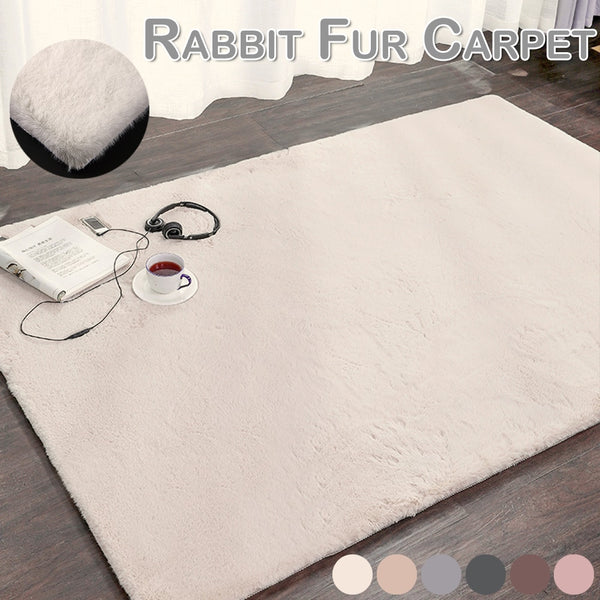 Anti-slip Floor Mat Washable Shaggy Fur Rabbit Carpet Plush Soft Carpet Bedroom Water Absorption Carpet Rug For Living Room D30