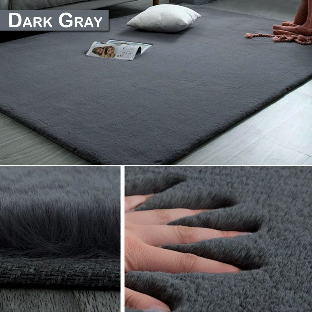 Anti-slip Floor Mat Washable Shaggy Fur Rabbit Carpet Plush Soft Carpet Bedroom Water Absorption Carpet Rug For Living Room D30