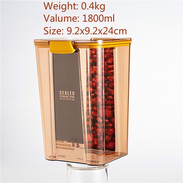 Container for CerealsTransparent Square Jar Sealed Fresh Keeping Box Kitchen Grain Storage Tank Food Container