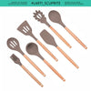 Good Quality Kitchen Cooking Silicone Utensils Set Wooden Handle Cookware Tool with Storage Heat Resistant Non Stick Accessories