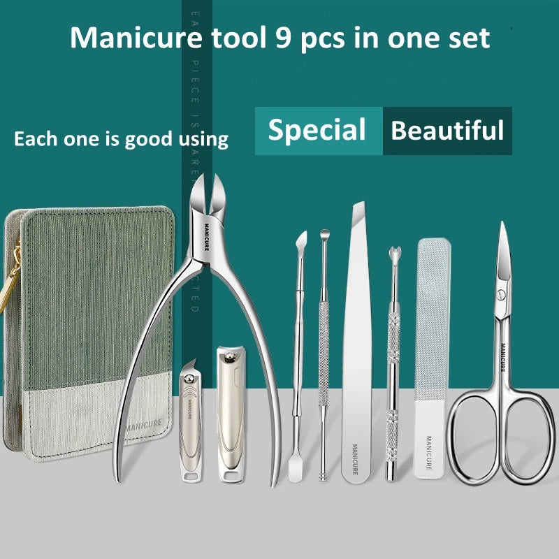 9 in 1 Personal Care Stainless Steel Manicure Set