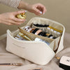 Leather Large Capacity Travel Cosmetic Bag - Portable Makeup Case for Women