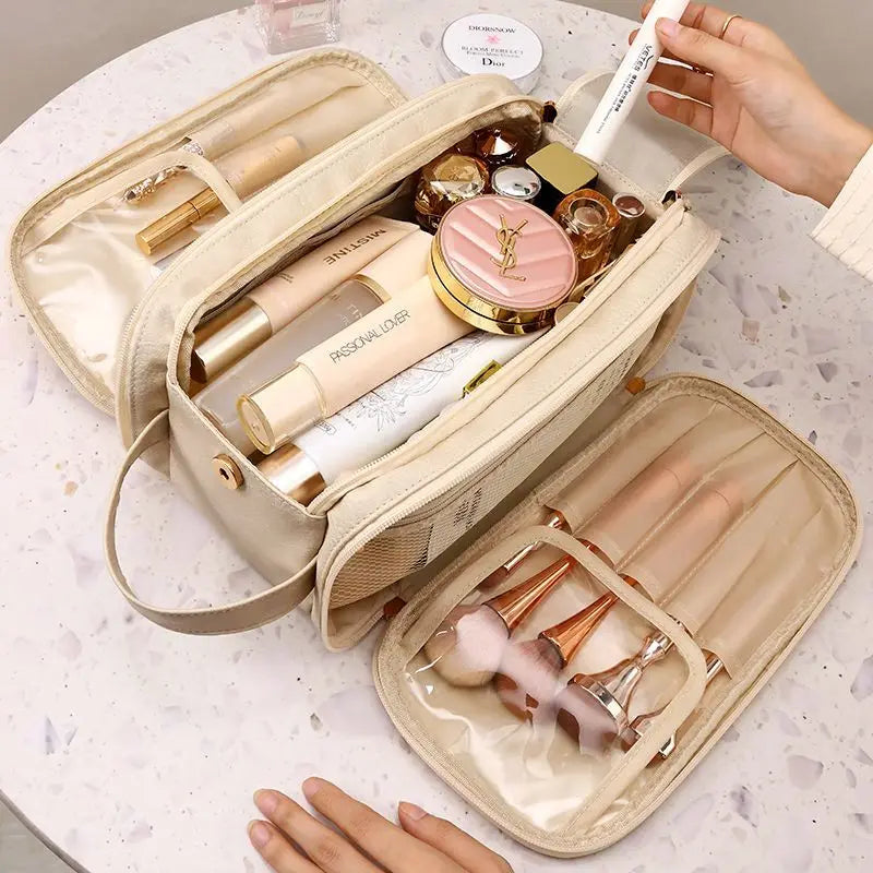 SCENNICBELLE™ Double Zipper Travel Makeup Brush Bag