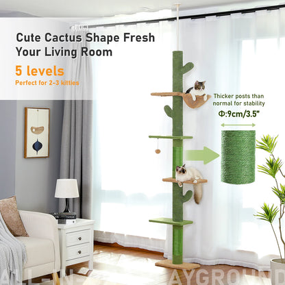 Cat Cactus Climbing Tree with Scratching Post Hammock