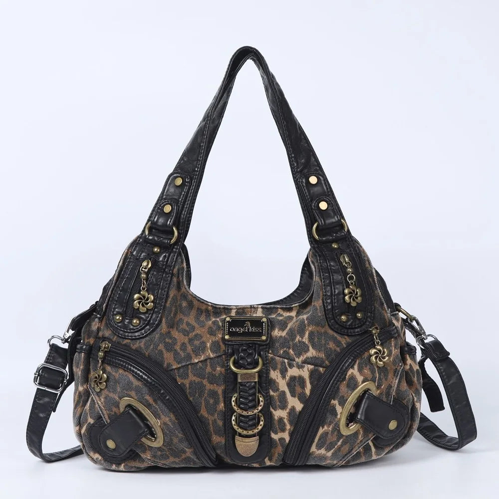 Women Leopard Hobos Tote Bag