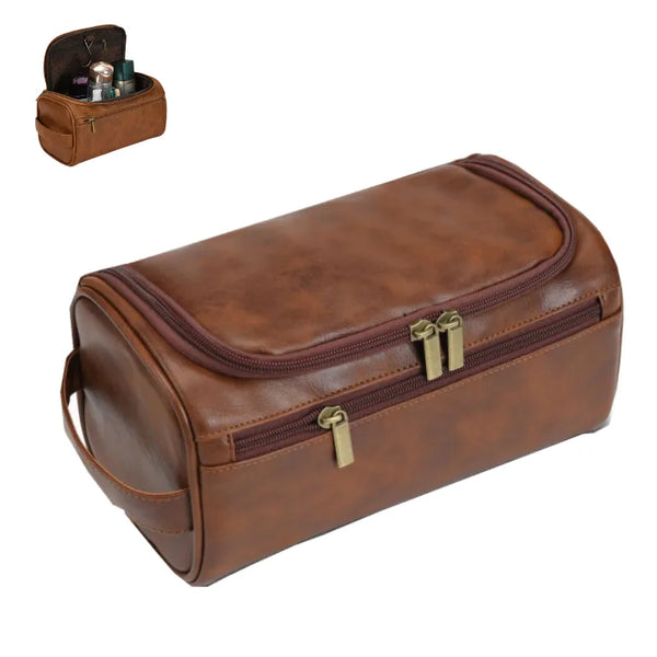 Vintage Luxury Toiletry Bag: Essential Travel Companion for Men's Business Cosmetic Needs.