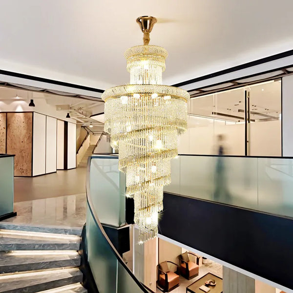 Premium Quality Spiral Staircase Crystal High-end Design Hall Lighting