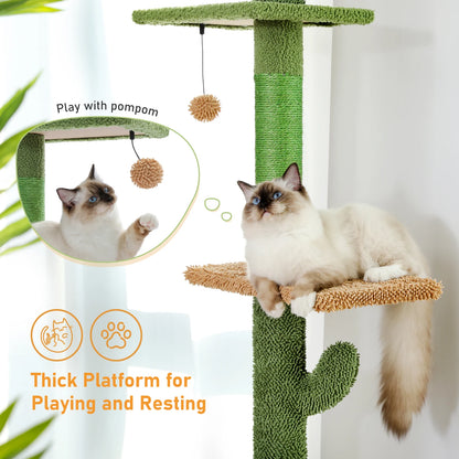 Cat Cactus Climbing Tree with Scratching Post Hammock