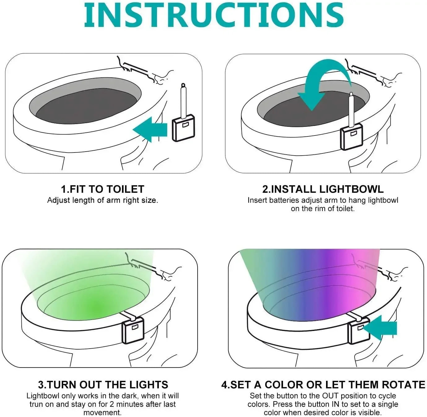 Motion Sensor RGB LED Toilet Bathroom Lamp