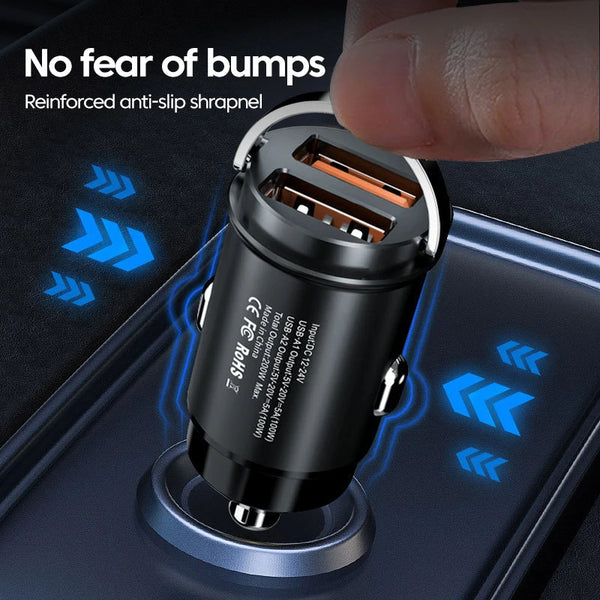 200W Dual USB Ports C Fast Charging In Car For Xiaomi Samsung Huawei iPhone Charger