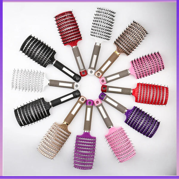 Detangle Hair Brush for Girls & Women - Bristle&Nylon Hair Scalp Massage Comb | Salon Styling Tool