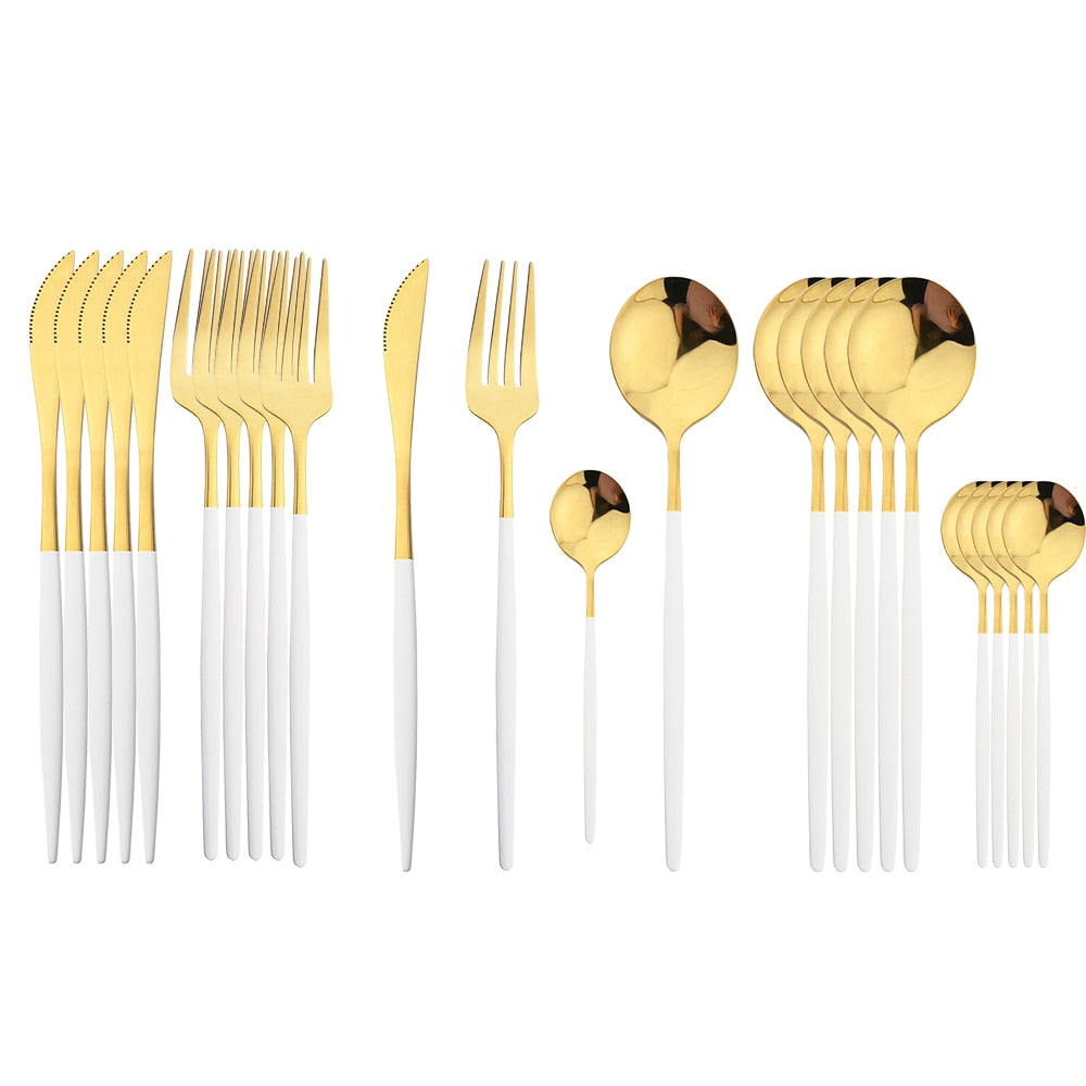 Exquisite Elegance: The Luxurious Golden Cutlery Set, Tableware, Flatware Set - Perfect for Elegant Dining [24pcs]