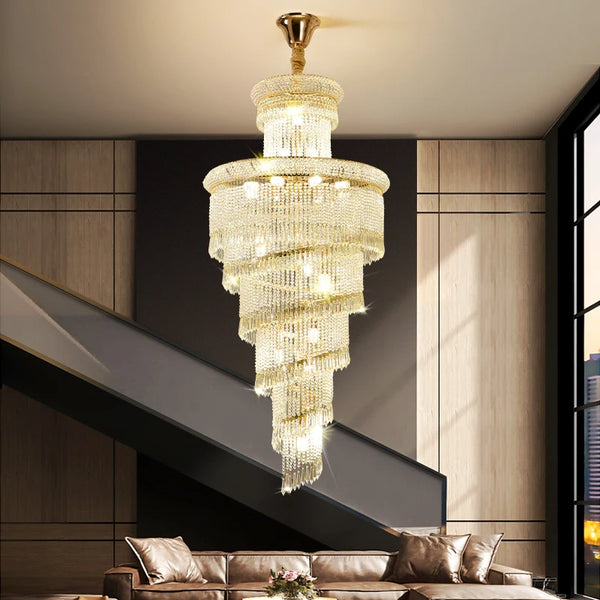 Premium Quality Spiral Staircase Crystal High-end Design Hall Lighting