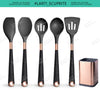 5-12pcs Gold-Plated Handles Kitchen Silicone Utensil Set Heat Resistant for Cooking & Serving