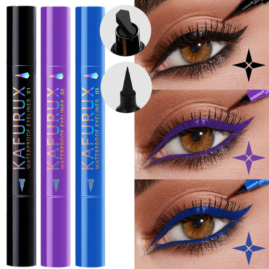 3 Colors Double Head Star Seal Eyeliner Pencil