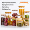 Kitchen Food Storage Transparent Glass Jars with Bamboo Cover Sealed Cans Bottles Spice Jars Candy Box Kitchen Storage Can