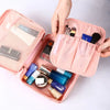 Portable Travel Toiletry Organizer: Waterproof Women's Cosmetic Bag with Zipper Closure.