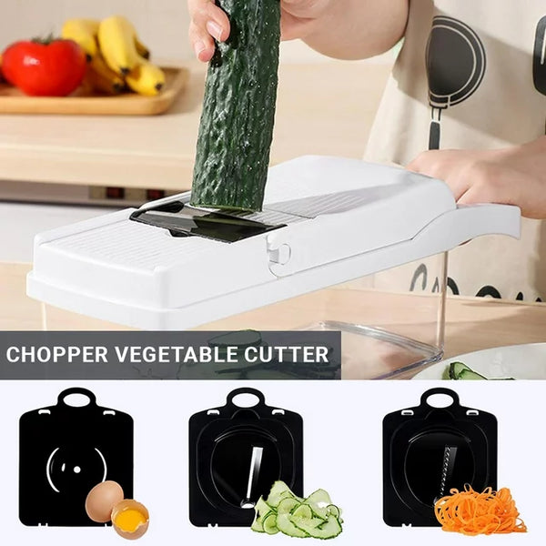 22 in 1 Vegetable Chopper for Food Spiralizer Processor Manual Hand Kitchen Dicer Cutter Machine