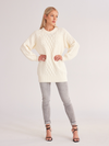 Oversized Crewneck Cable Knit Sweater Dress H73A2BFD7R