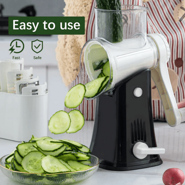 5 In 1 Cheese Grater with Handle, Handheld Cheese Shredder Rotary , Vegetable Potato Slicer Carrot Shredder Cutter, Veggie Slicer, Grater for Kitchen-Black