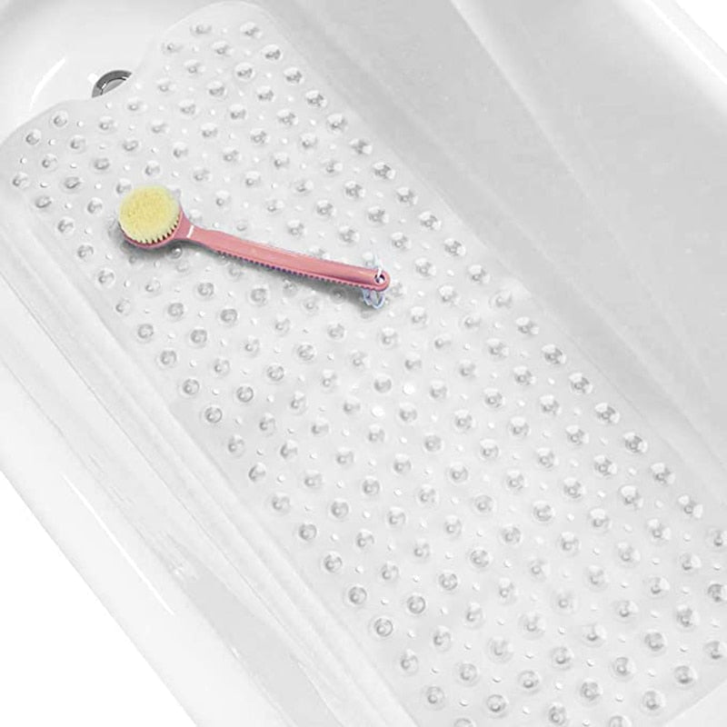 Extra Long Anti Slip Bath Tub Mat Bathroom Shower Mat Transparent Antibacterial Machine Washable for Bathroom,Kid Toddler Senior
