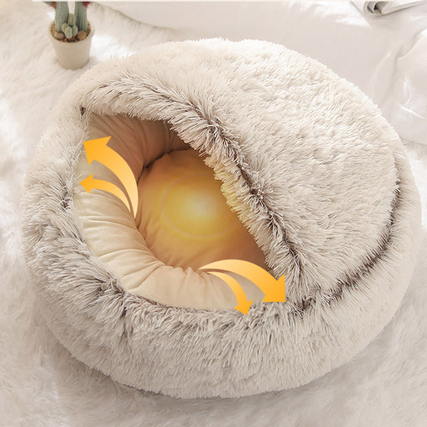 Hot Plush Round Cat Bed Cat Warm House Soft Long Plush Pet Dog Bed For