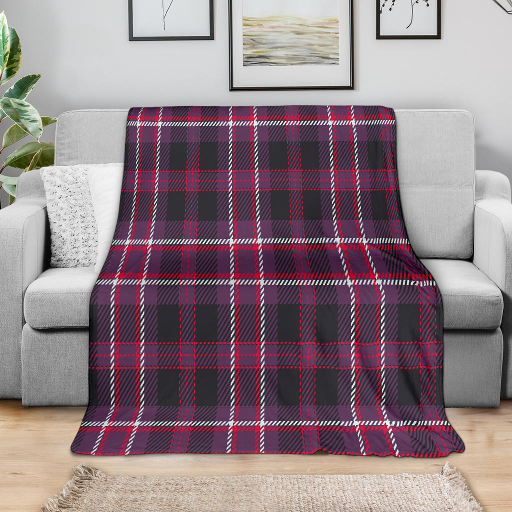 High-Quality Premium Blankets Square - Tartan Plaid Pattens - Purple