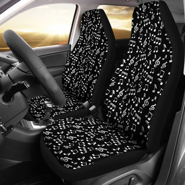 Car Seat Covers Black Music Note Design