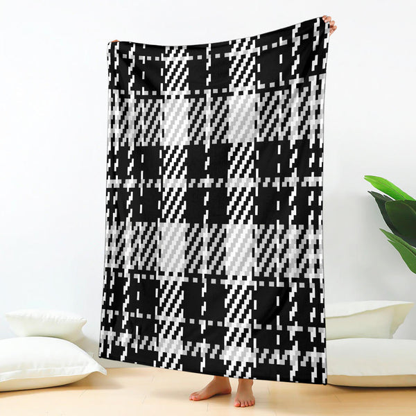 High-Quality Premium Blankets Square - Tartan Plaid Pattens - Black White