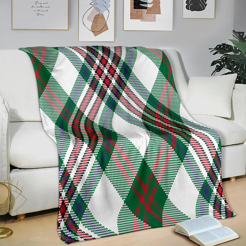 High-Quality Premium Blankets Square - Tartan Plaid Pattens - Green White