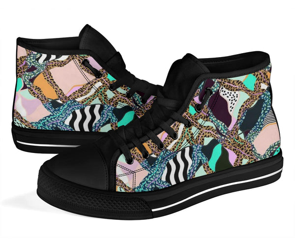 Zebra Cheetah Pink Designer High Top Sneaker Custom Shoes with Black Sole