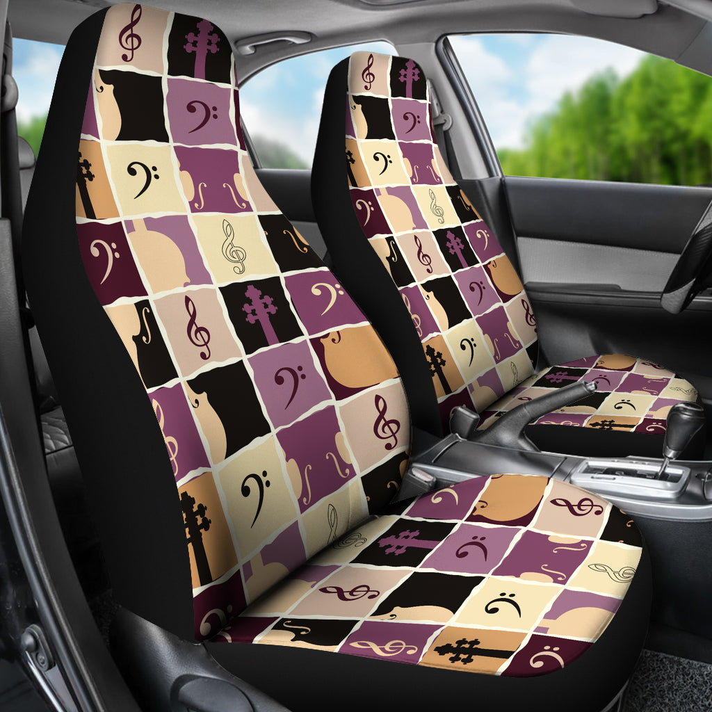Car seat covers clefs and strings