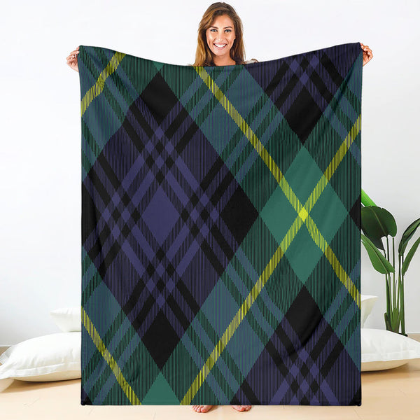High-Quality Premium Blankets Square - Tartan Plaid Pattens - Green Blue