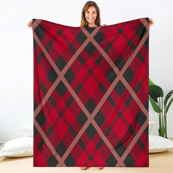 High-Quality Premium Blankets Square Geometry Red