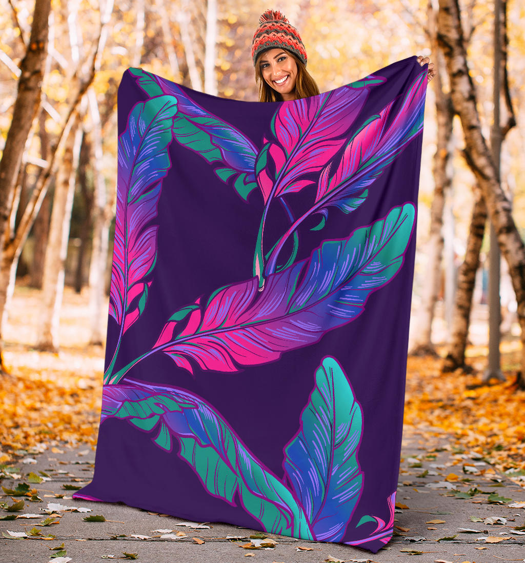 Dark Purple Banana Plant Leaves Premium Blanket
