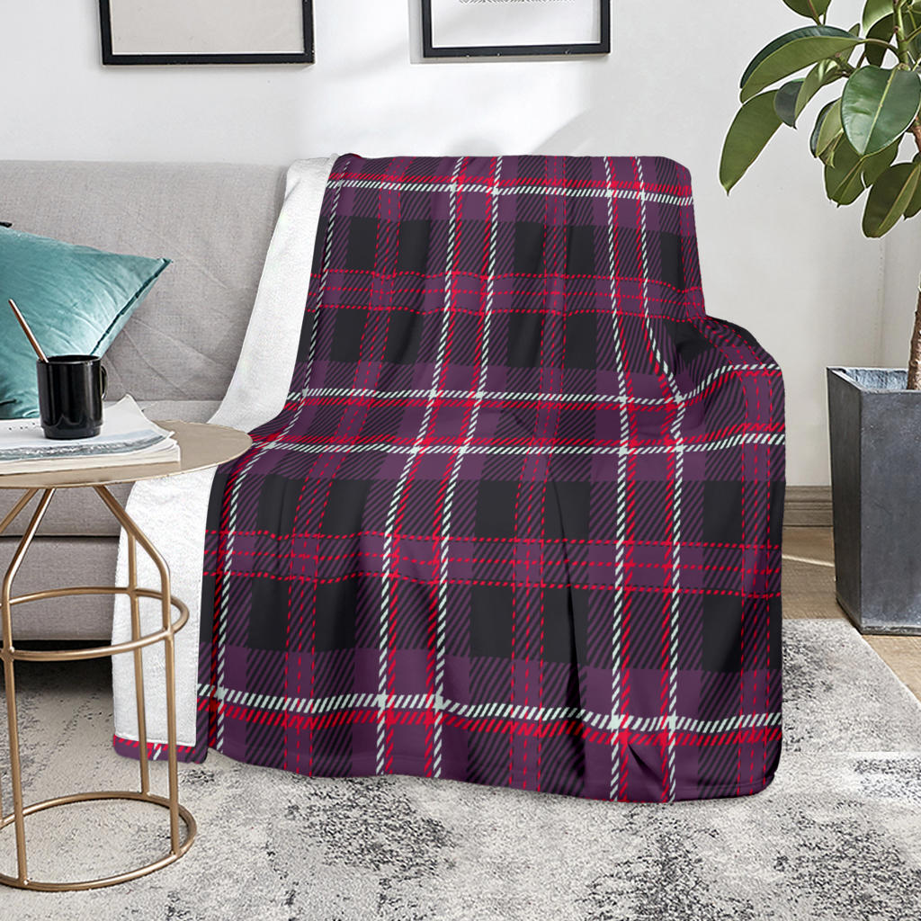 High-Quality Premium Blankets Square - Tartan Plaid Pattens - Purple