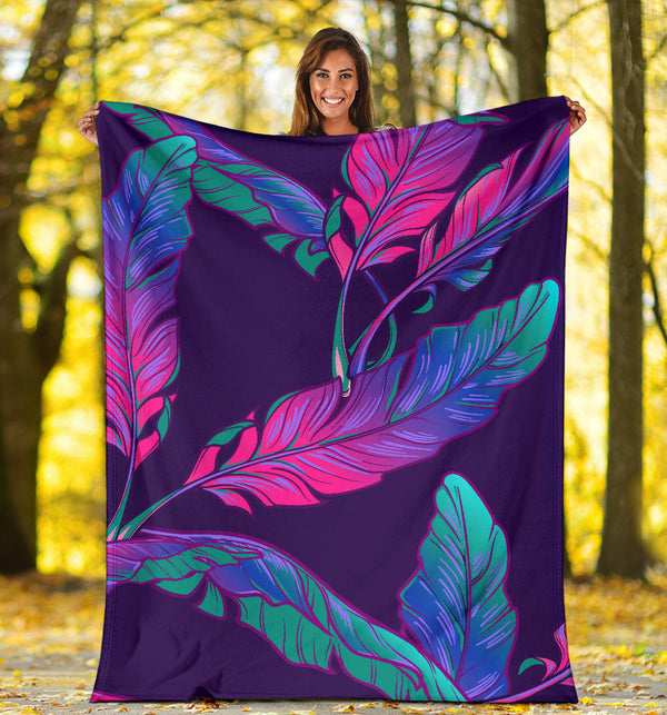 Dark Purple Banana Plant Leaves Premium Blanket