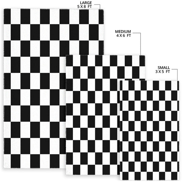 Checked Black and White Area Rug
