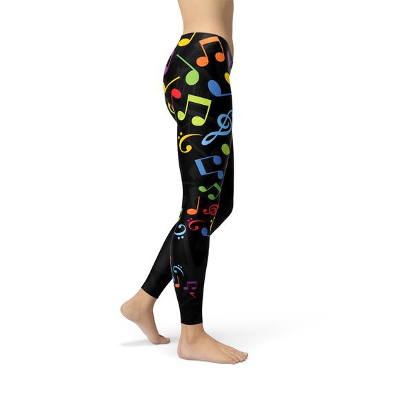 Womens Colorful Music Notes Leggings
