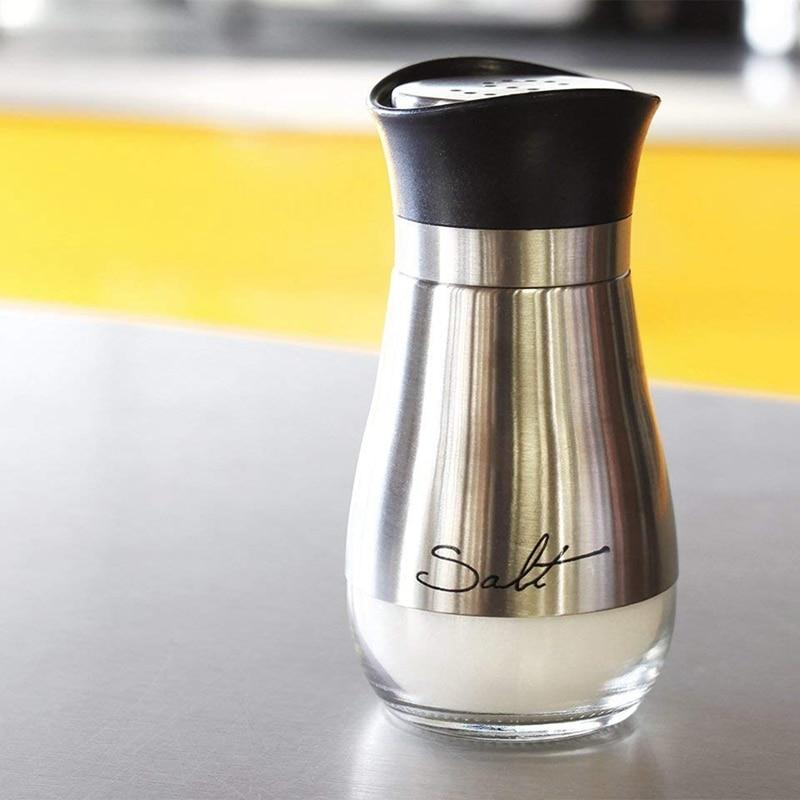 Salt and Pepper Shakers Stainless Steel Glass Set